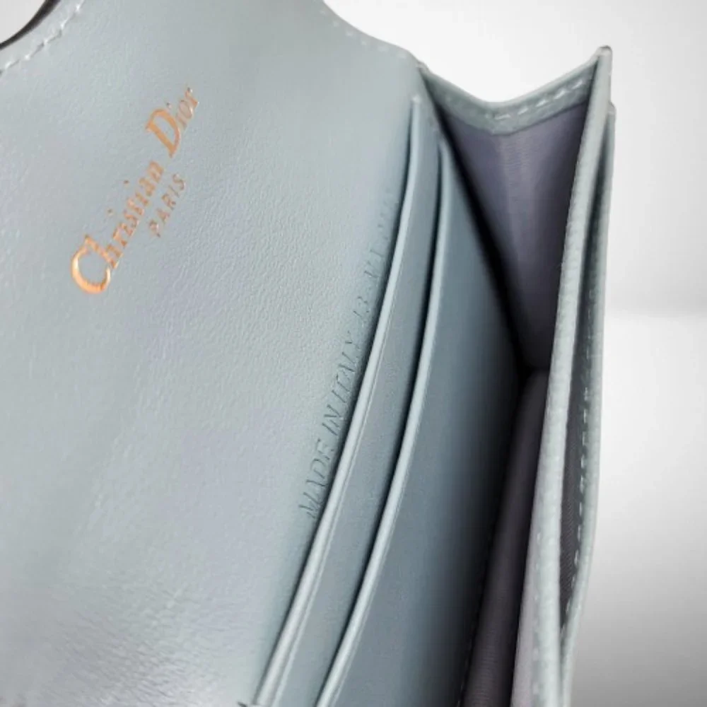 Dior Saddle Lotus Wallet in Cloud Blue Goatskin - Stunning